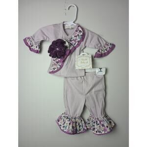 Haute Baby Plum Perfect T shirt Pants Baby Girl Infant Set Purple 0-3M NWT